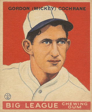1933 Goudey baseball card of Mickey Cochrane of the Philadelphia Athletics #76. PD-not-renewed.