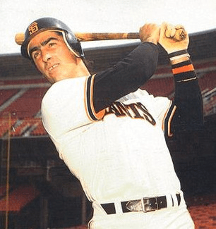 Jack Clark of the San Francisco Giants is photographed in 1983. That year, the MLB made it mandatory for batters to wear at least one ear protector on their batting helmet, like the one Clark is wearing.