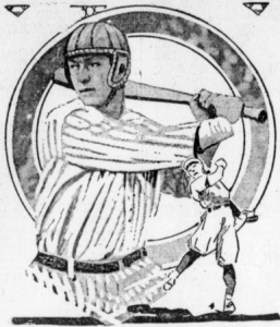A concept drawing of a batting helmet from 1920. That year, MLB player Ray Chapman had been fatally struck in the head by a pitch.