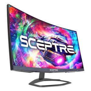 best christmas gifts for boyfriend gaming gear - Sceptre Curved 24.5-inch Gaming Monitor up to 240Hz 1080p R1500 1ms DisplayPort x2 HDMI x2 Blue Light Shift Build-in Speakers, Machine Black 2023 (C255B-FWT240)