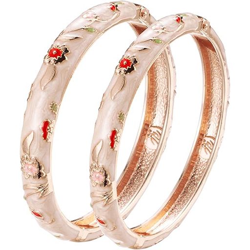 UJOY Handcrafted Cloisonne Bangle Bracelets Golden Butterfly Enamel Metal Handcuff Jewelry Set Box Gift for Women 55A108-55B30
